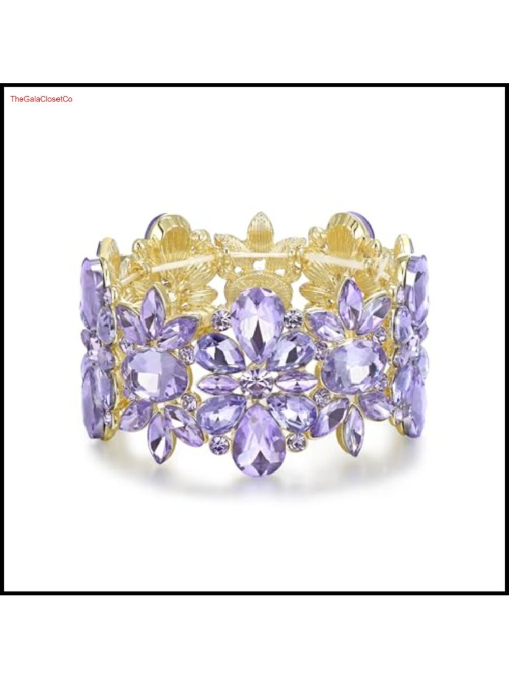 Rhinestone Crystal Stretch Wide Bracelet Wedding Prom Costume Jewelry